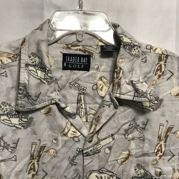 Trader Bay Golf` Collared Button Up Shirt ~ Sz L - Picture 3 of 5